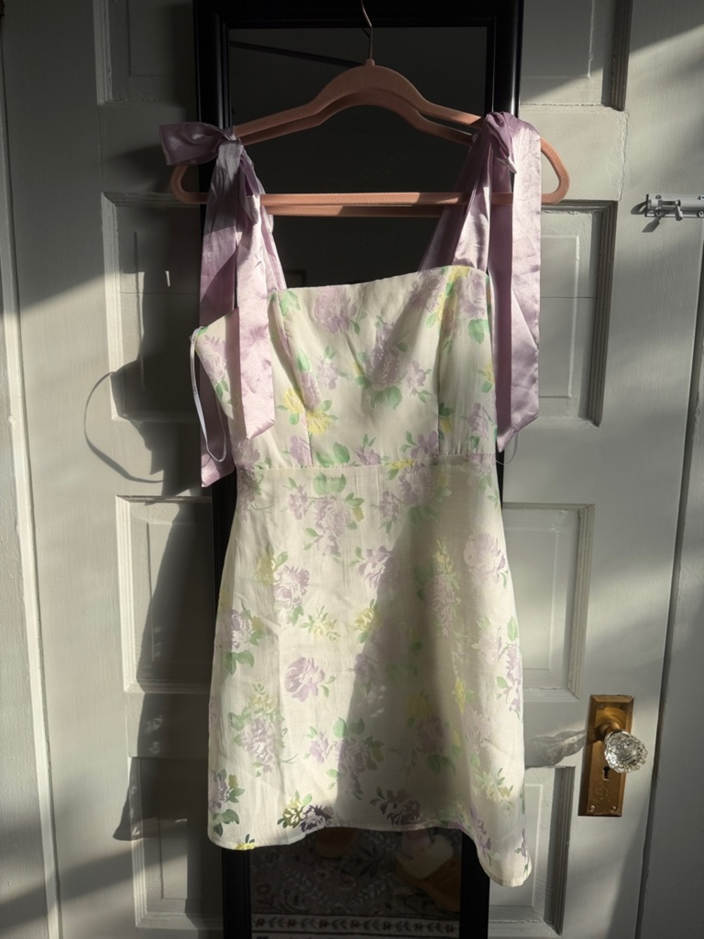 Lulu's Lavender Ribbon Floral Mini Dress